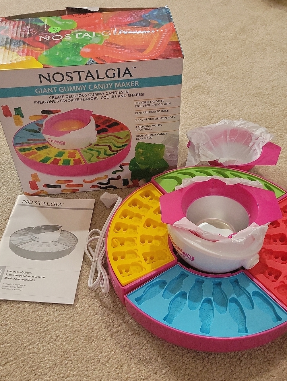 Nostalgia Giant Gummy Candy Maker - Pink, White, Green, Yellow